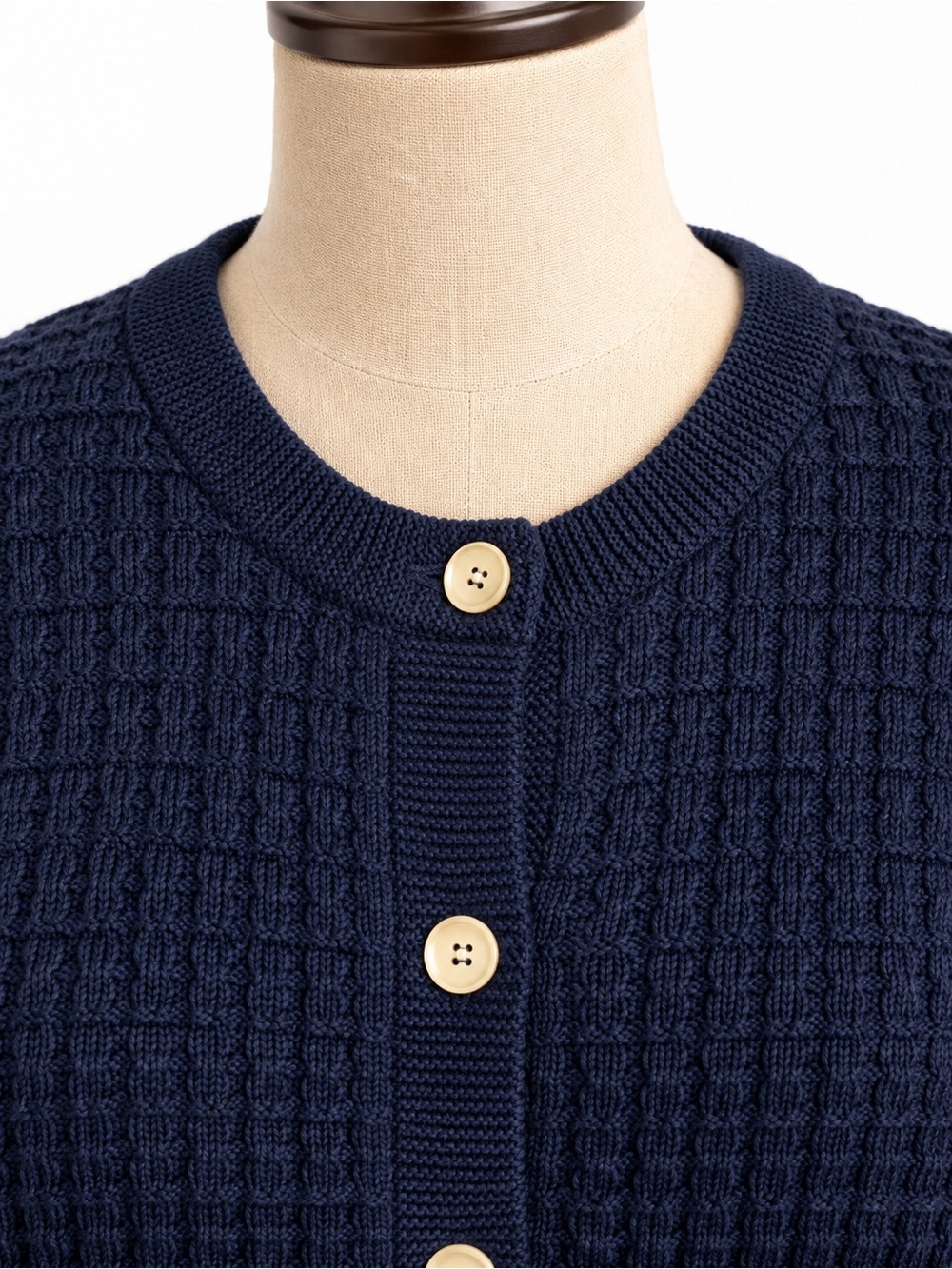 Dokotoo XL Navy Blue Waffle Knit Button Front Cardigan Sweater - Picture 3 of 9